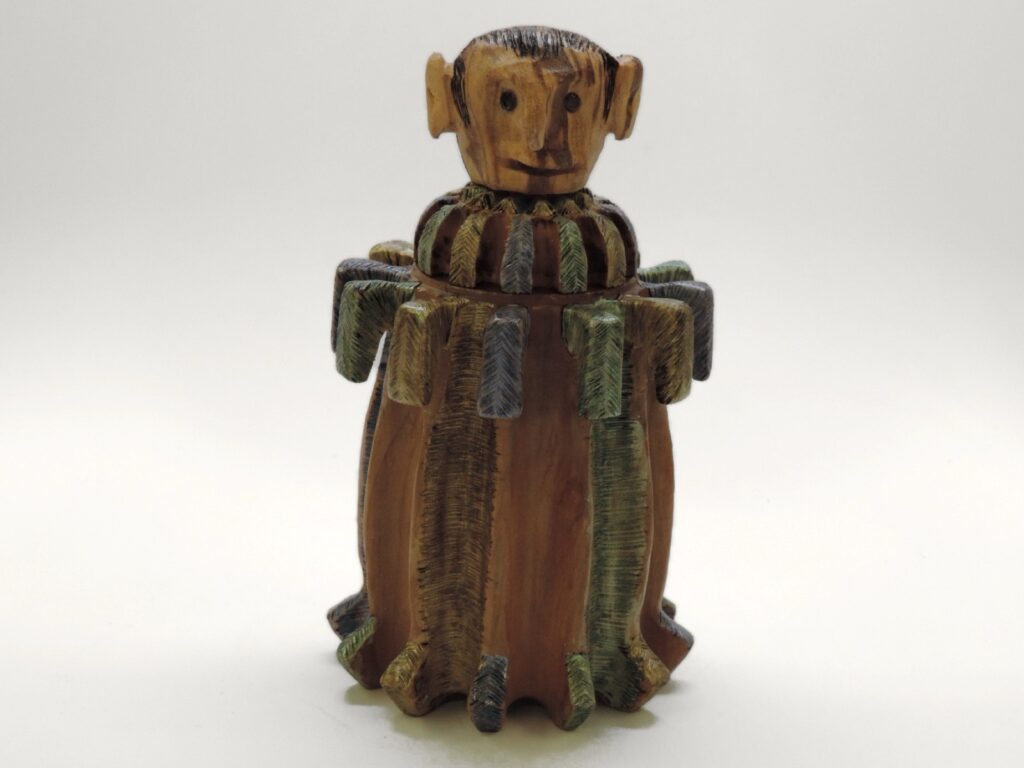 "Head Case" One, turned wood sculpture by Ken Deaner