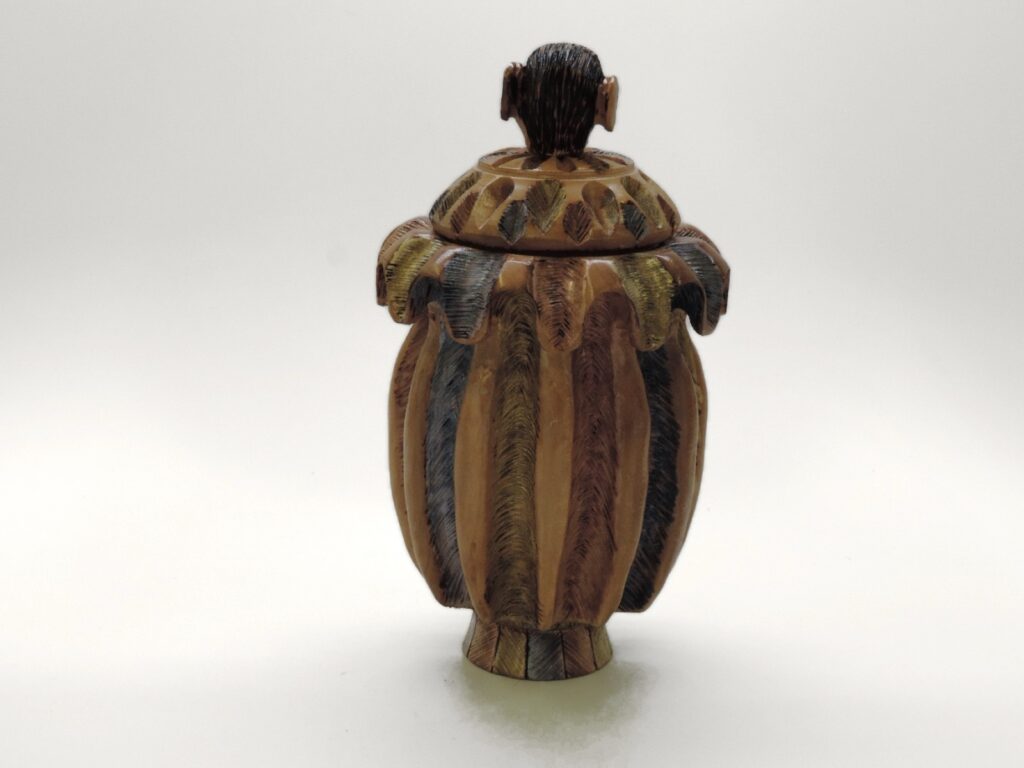 "Head Case" Five, turned wood sculpture by Ken Deaner