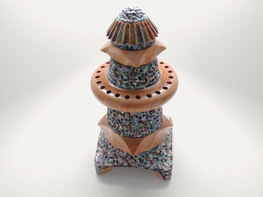 Rockets Away, turned wood sculpture by Ken Deaner