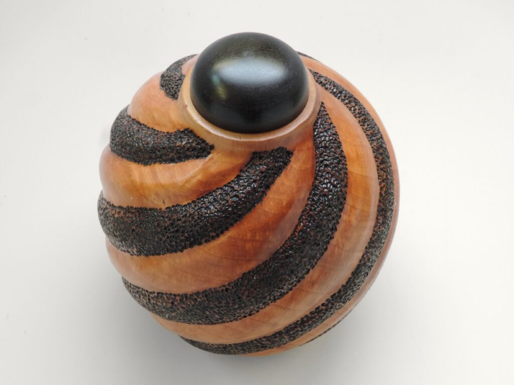 Spirogyro 2, turned wood sculpture by Ken Deaner