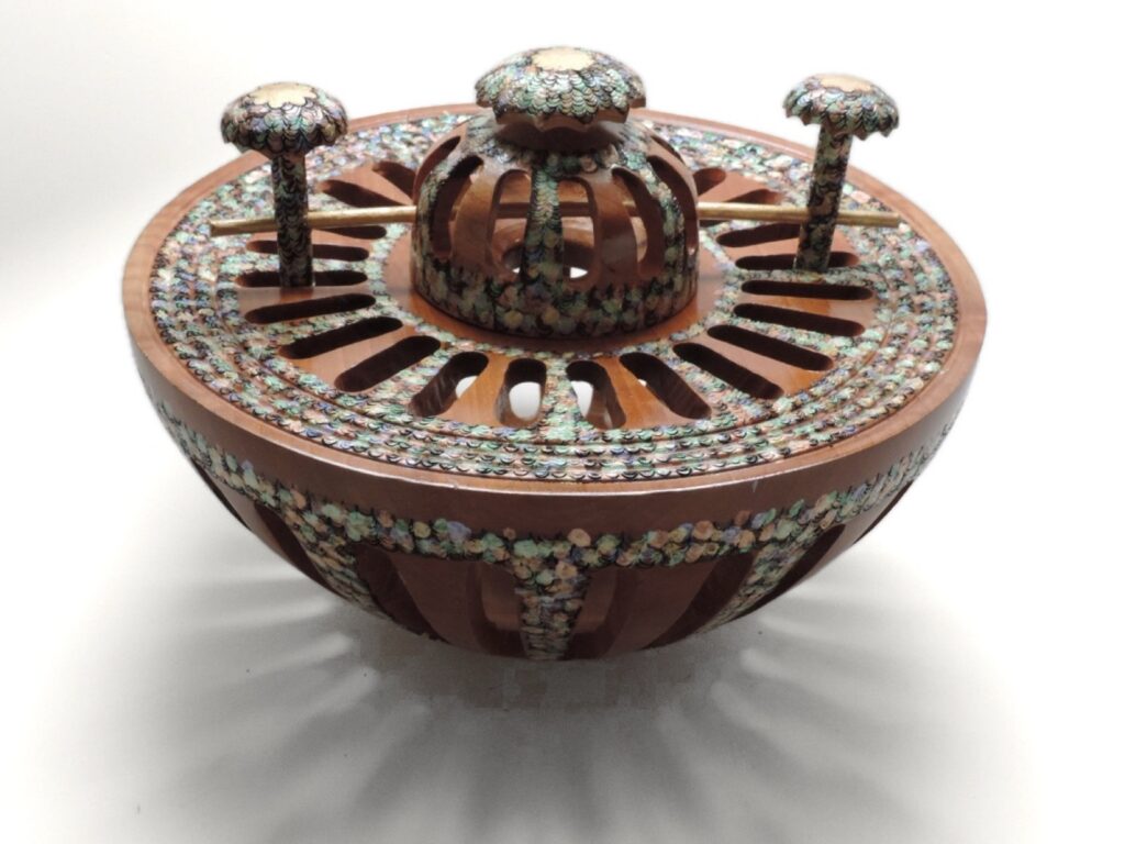 Interactive Locked Box 4, turned wood sculpture by Ken Deaner