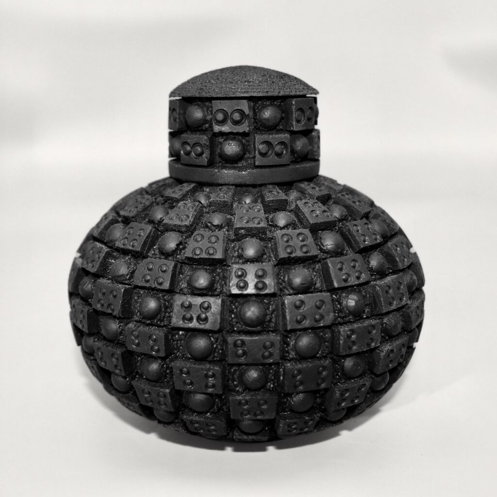 Checkers “Black on Black”, turned wood sculpture by Ken Deaner