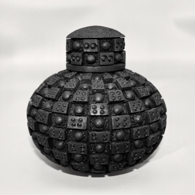 Checkers “Black on Black”, turned wood sculpture by Ken Deaner